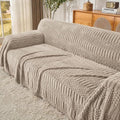 Fuzzy Brown Couch Cover for Sectional Sofa, Sofa Slipcover for 2 Cushion Couch by JungleStar
