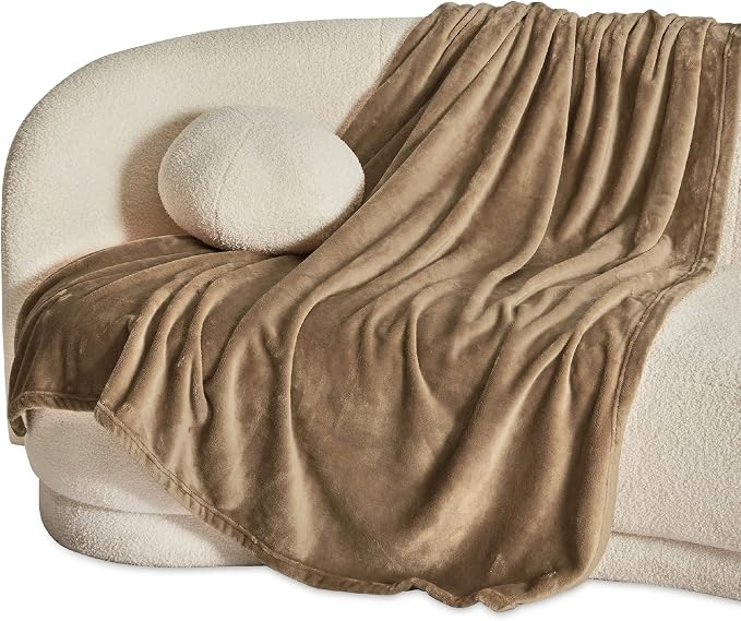 Bedsure GentleSoft Fleece Throw Blanket Camel - Image 2
