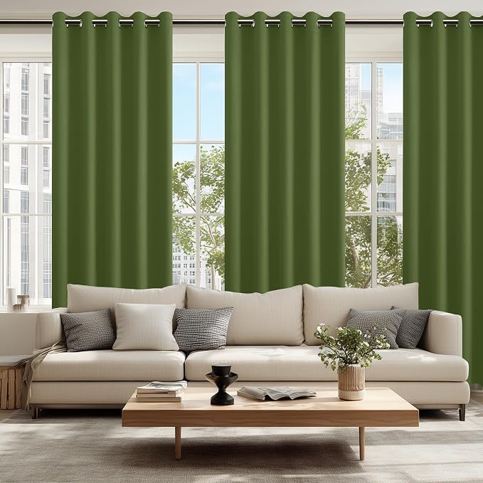 Blackout Curtains for Bedroom, 60 x 84 Inch, Olive Green, 2 Panels | Thermal - Image 6