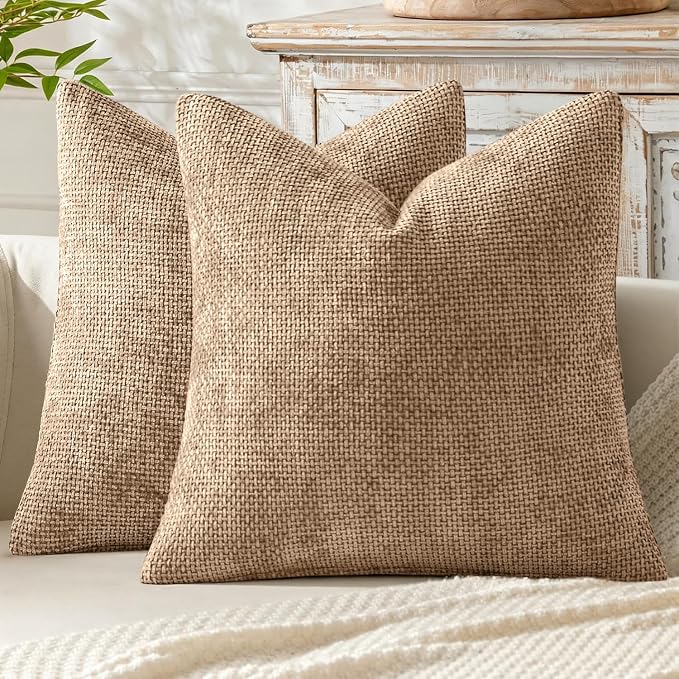 MIULEE Decorative Couch Throw Pillow Covers 18x18 Inch Khaki Camel 2 Pack | by MIULEE
