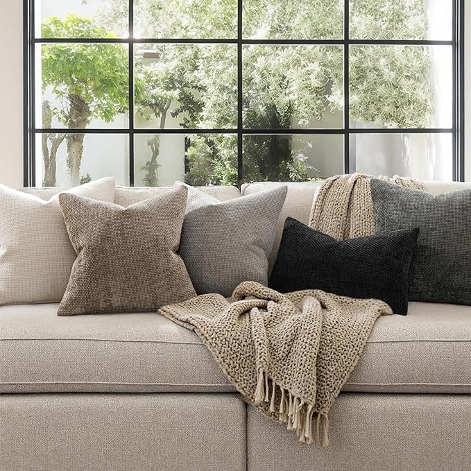 MIULEE Decorative Couch Throw Pillow Covers 20x20 Inch Light Gray 2 Pack | - Image 3