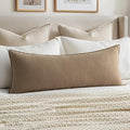 MIULEE Decorative Linen Lumbar Pillow Cover 14x36 Inch Khaki | Fall Autumn Boho by MIULEE