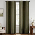MIULEE 100% Blackout Linen Curtains 42 x 90 Inch Light Olive Green 2 Panels | by MIULEE