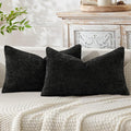MIULEE Decorative Lumbar Throw Pillow Covers 12x20 Inch Black 2 Pack | Modern by MIULEE