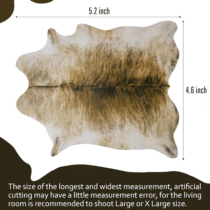 Western Faux Cowhide Rug, Animal Cow Hide Rug, 3.6 x 2.3 Ft Brownish | Premium - Image 9