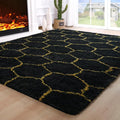 6x9 Large Black Gold Fluffy Soft Area Rug Non-Slip by ModernHomeDecor