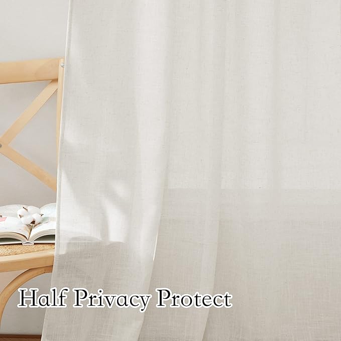 RYB HOME Short Linen Sheer Curtains - Image 5