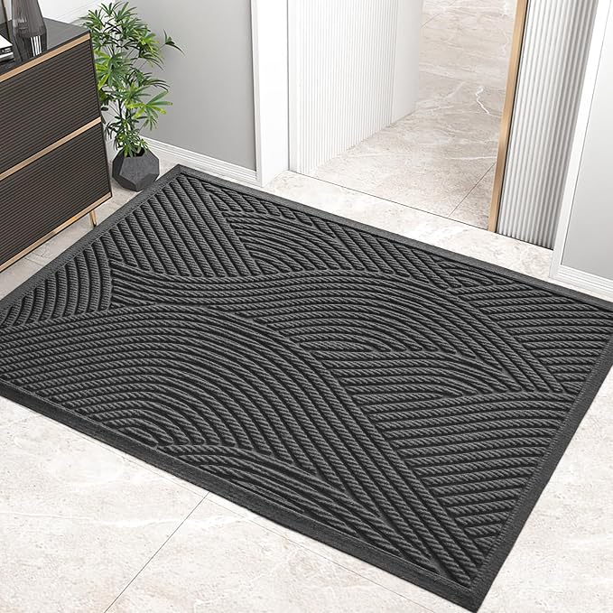 Sturdy Front Door Mat, Absorbent Muddy Dirt Resist Welcome Door Mats Outdoor by HIYARD