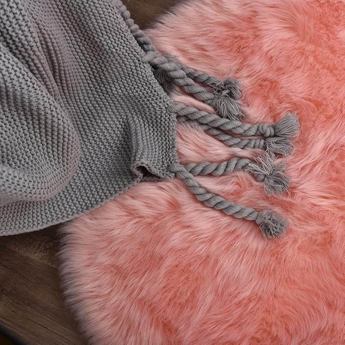 ORINOVA Pink Faux Sheepskin Fuzzy Fur Rugs - Image 8