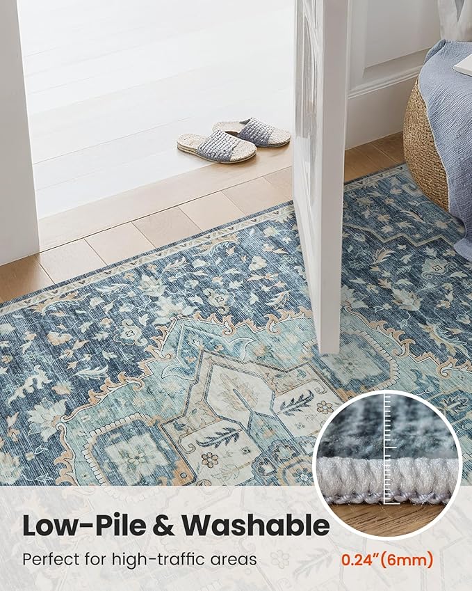 AMADA HOMEFURNISHING Washable Area Rug, Low-Profile Large Area Rug - Image 7