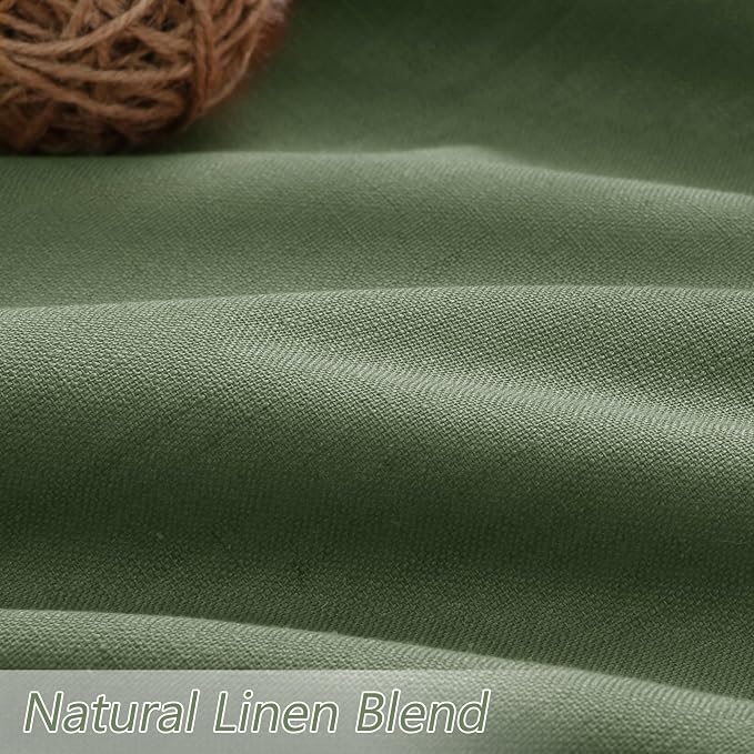 Olive Green 100% Blackout Curtains 63 Inch Length 2 Panels Set - Image 3