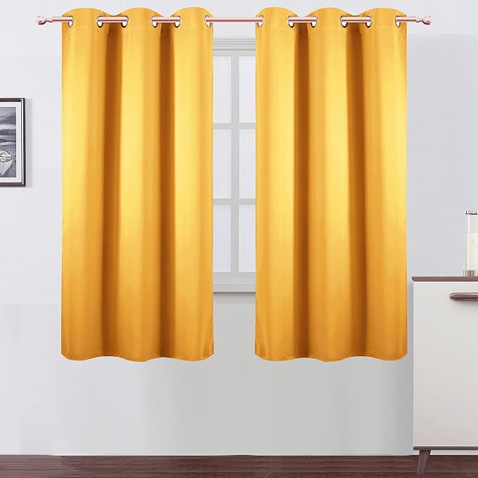 Yellow Thermal Blackout Curtains/38 x 63 Inch/Set of 2 Panels Room Darkening by Lemomo