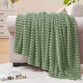 BEDELITE 3D Ribbed Sage Grey Green Fleece Twin Blanket by BEDELITE
