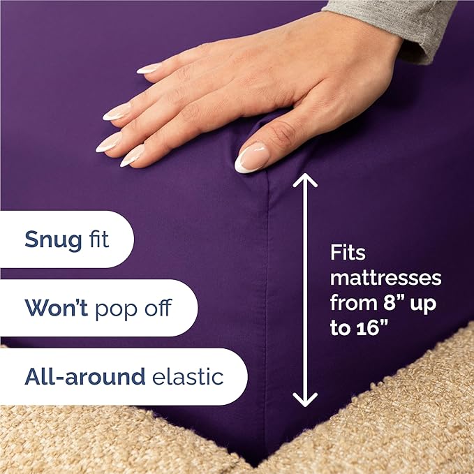 King 6 Piece Sheet Set - Comfy Breathable & Cooling - Ultra Soft Hotel Luxury Bedding Set w/ 8-16 Inch Deep Pockets - 1 Flat & 1 Fitted Sheet & 4 Pillowcases - Cozy, Wrinkle Free & Easy Care - Purple