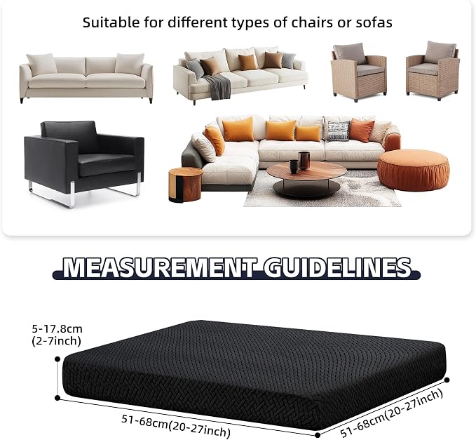 8Pcs Patio Cushion Covers, Outdoor Stretch Cushion Covers, Washable | Stretch - Image 2