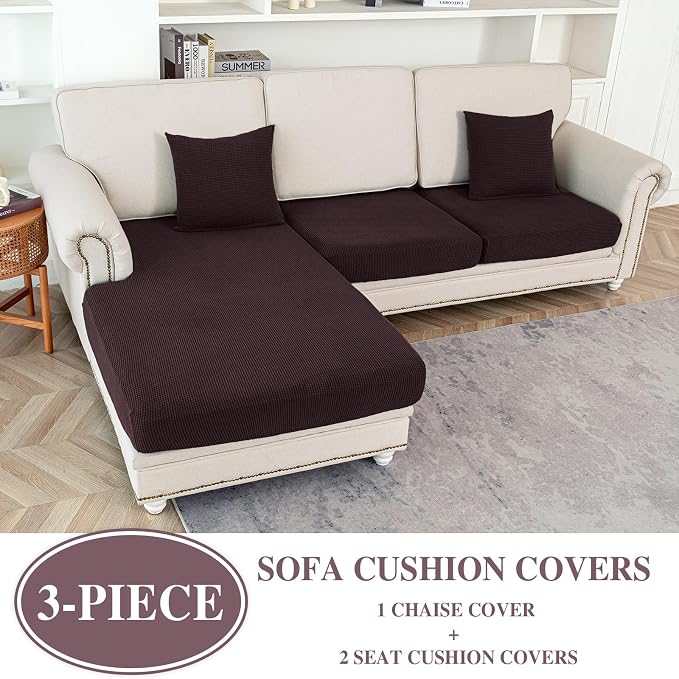 LA MEACK Couch Cushion Covers for Sectional Sofa L Shape Washable Separate Seat - Image 2