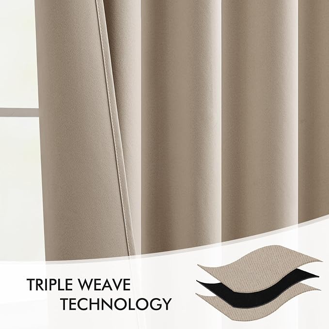 MIULEE Taupe Back Tab Blackout Curtains 52x84 Inch Length 2 Panels Set | Rod - Image 7
