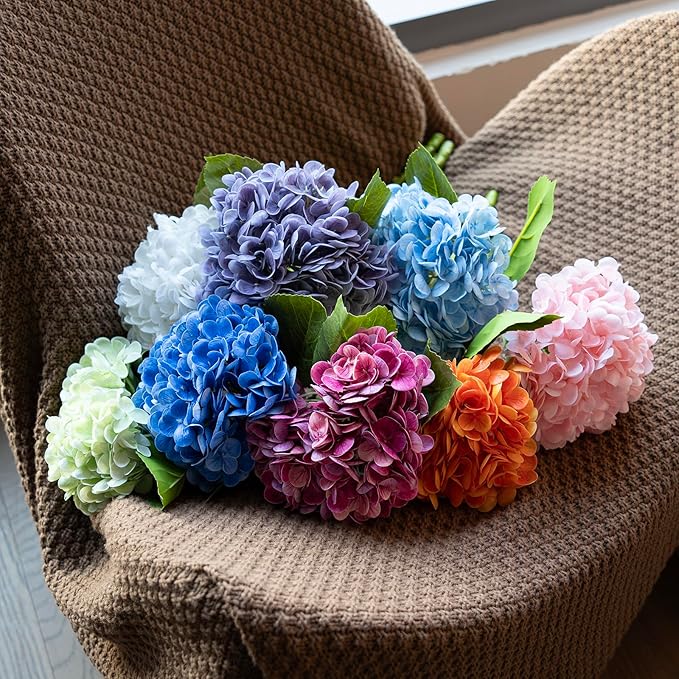 3PCS 22 inch Lifelike Artificial Hydrangea Large Real Touch Flowers Artificial Flowers Dry Flowers Outdoor Wedding Christmas Office Family Party Living Room Table Decoration (White)