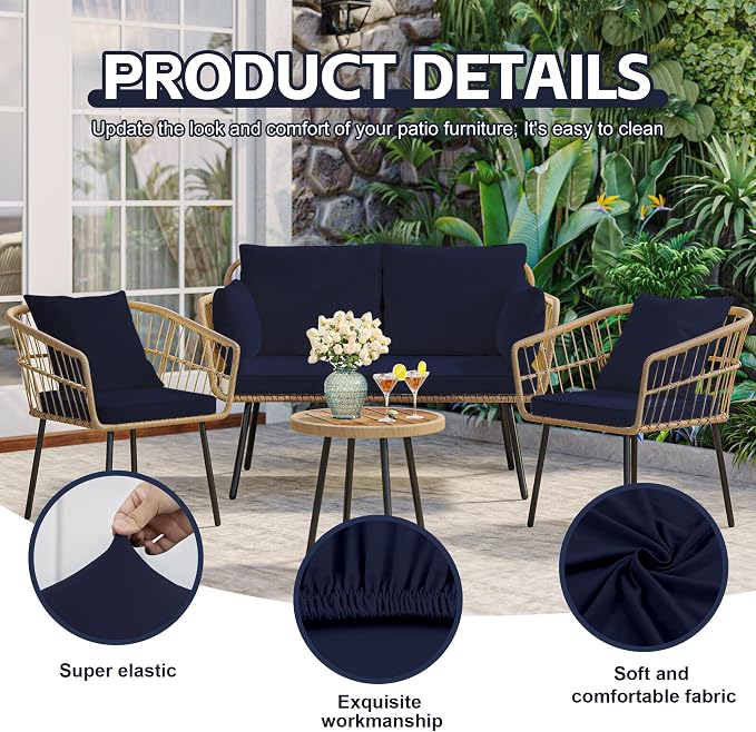 12Pcs Patio Cushion Covers, Outdoor Stretch Cushion Covers, Washable | Stretch - Image 3