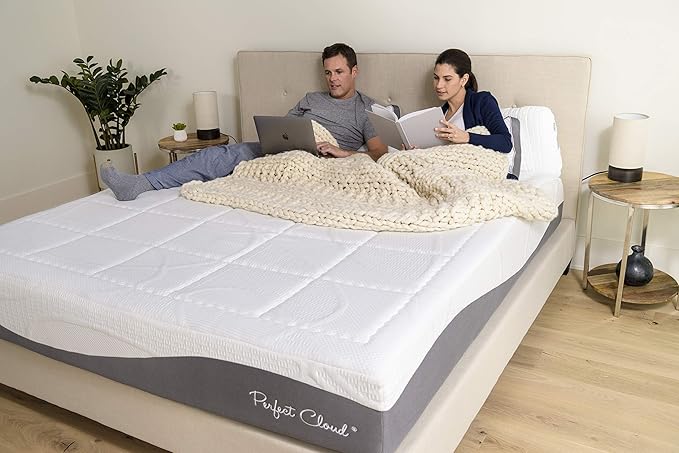 Perfect Cloud Made in The USA Elegance Plush Gel-Infused 12-inch Memory Foam Mattress - Pressure Relieving - Bed-in-a-Box (Queen)