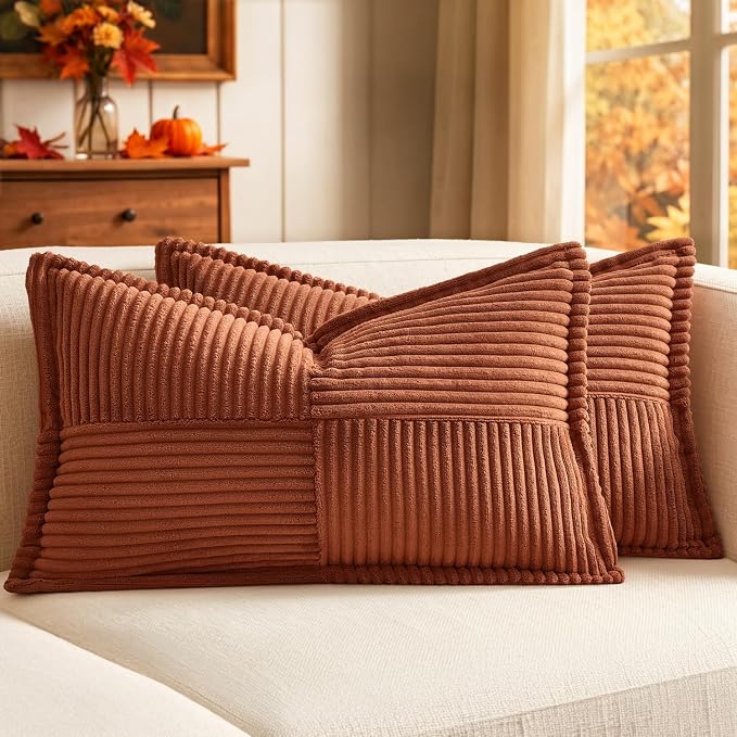 MIULEE Fall Rust Decorative Lumbar Throw Pillow Covers 12x20 Inch | 2 Pack by MIULEE