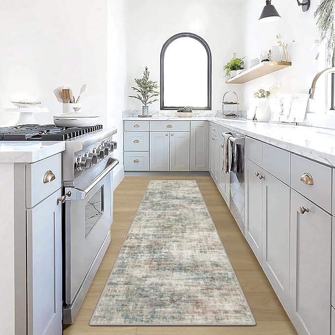 2'6''x8' Runner Rugs Washable Rug: Modern Abstract Multi Color Carpet | by GENTDRIZZ