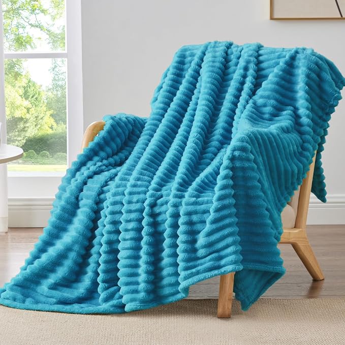BEDELITE Striped Fleece Throw Blanket, Soft Cozy, Lightweight Warm, by BEDELITE