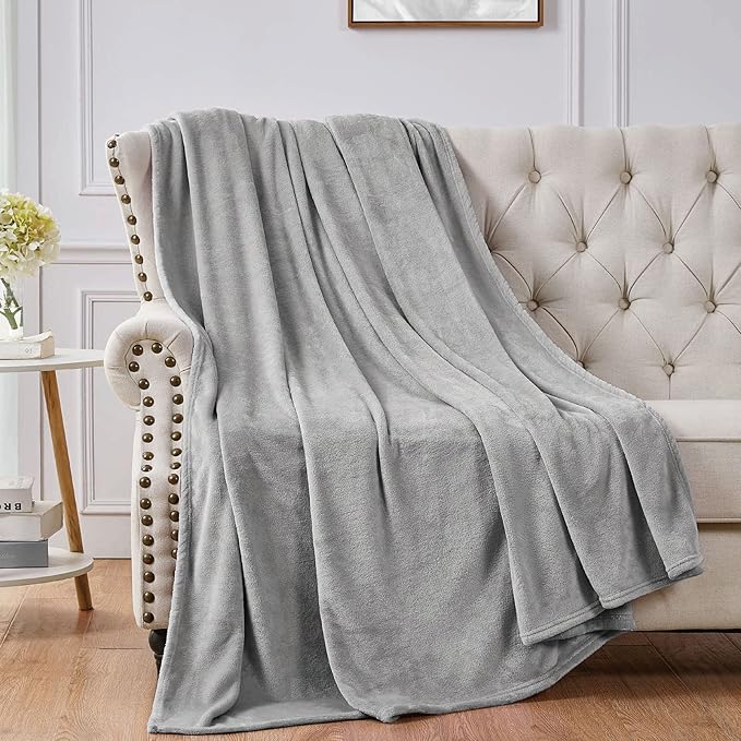 Walensee Fleece Blanket Plush Throw Fuzzy Lightweight (King Size 108x90 Ash Grey) Super Soft Microfiber Flannel Blankets for Couch, Bed, Sofa Ultra Luxurious Warm and Cozy for All Seasons