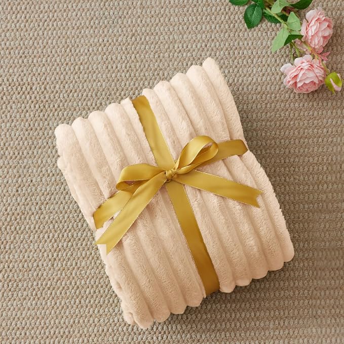 BEDELITE Ribbed Twin Blanket for Couch & Bed, Blush Sand, Warm Yet Lightweight - Image 6