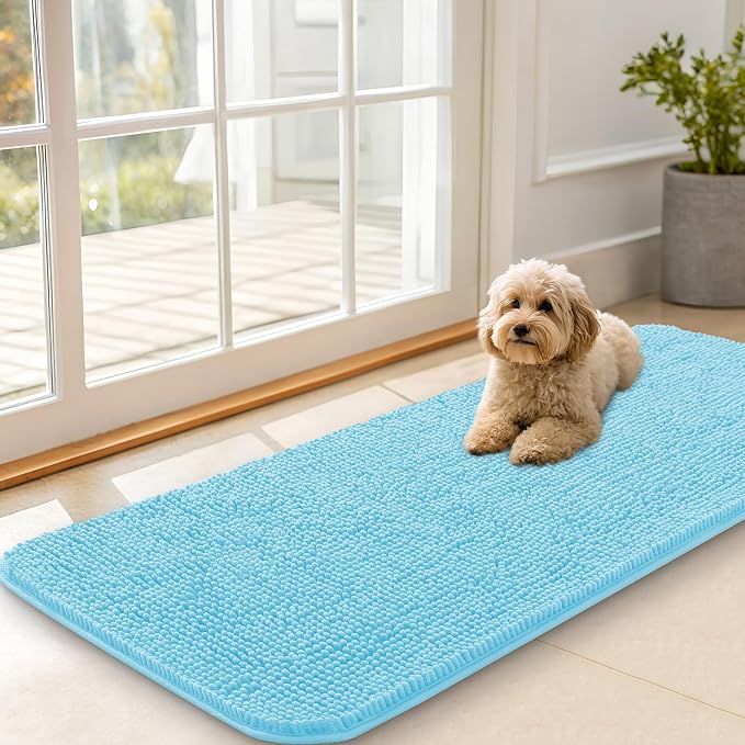 OLANLY Dog Door Mat for Muddy Paws 47x20, Super Absorbent Chenille Mud Mat | by OLANLY
