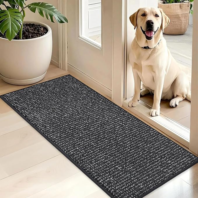 BEQHAUSE Dirt Trapper Door Mat 20"x48", Non-Slip Washable Doormat, Charcoal | by BEQHAUSE