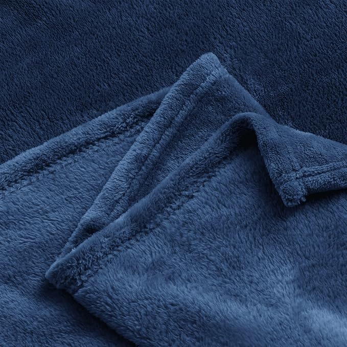 BEDELITE Fleece Blanket Soft Plush King Size Bed Blanket Navy 108"x90" | Ultra - Image 8