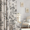 Black Boho Floral 100% Blackout Curtains 84 Inch 2 Panels | Farmhouse Vintage by Unknown