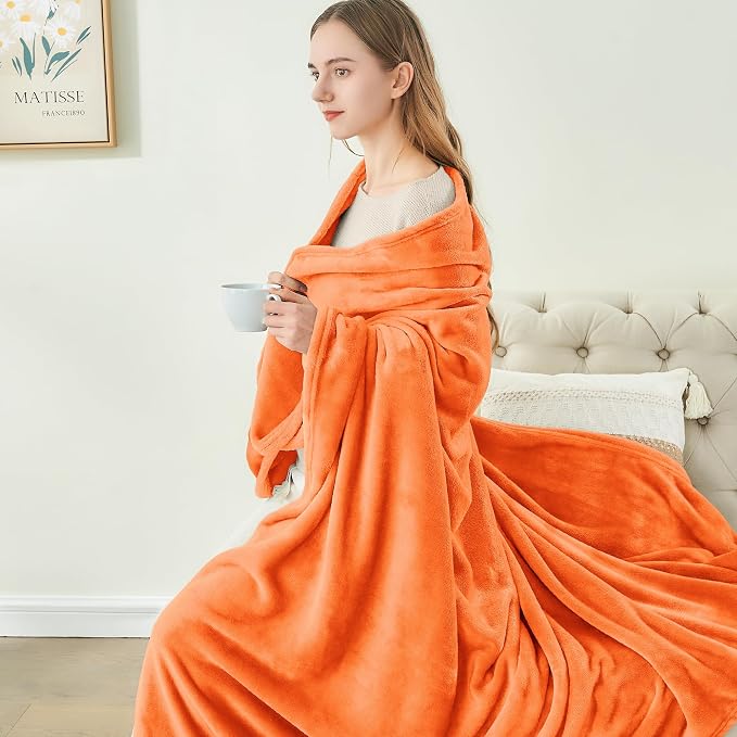 BEDELITE Fleece Blanket Soft Fall Twin Size Blanket Orange 60"x80" | Ultra Soft - Image 4