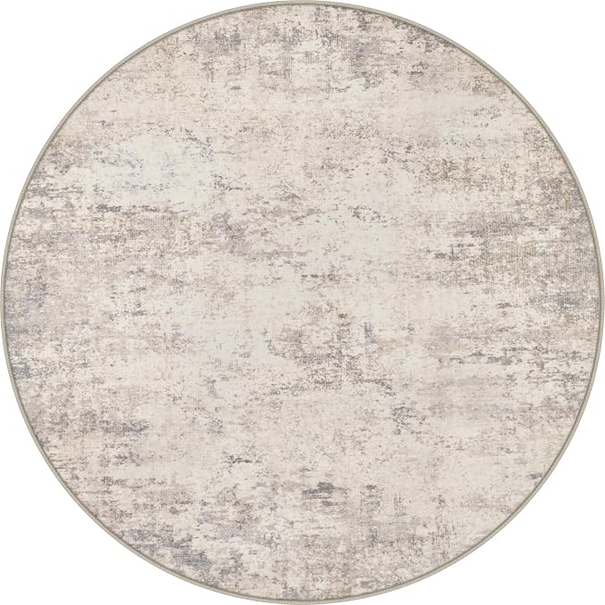 Round Area Rug Living Room: 5 ft Modern Washable Indoor Carpet | by FXRHLP