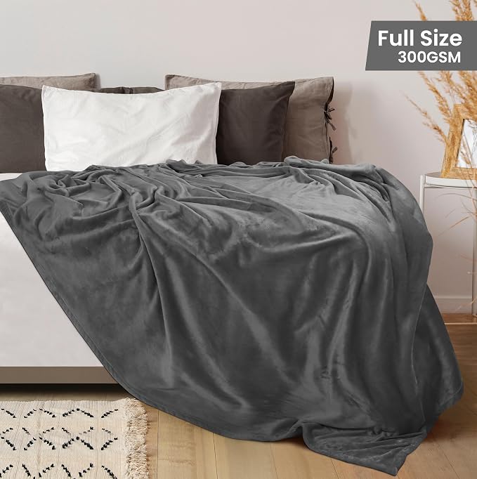 Utopia Bedding Ultra Soft Fleece Bed Blanket Full Size Grey | Microfiber Plush - Image 2