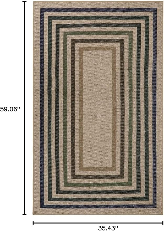 Lahome Mid Century Modern Easy Jute Rug, 3x5 Bordered Entryway Rug Non Slip | - Image 2