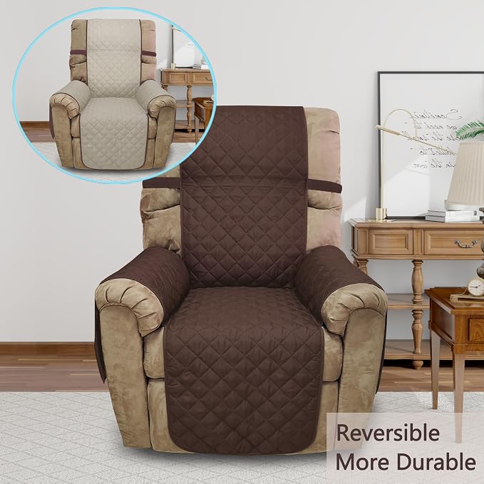 Reversible Chair Covers for Recliner Oversized, Chocolate | Recliner Oversized - Image 2