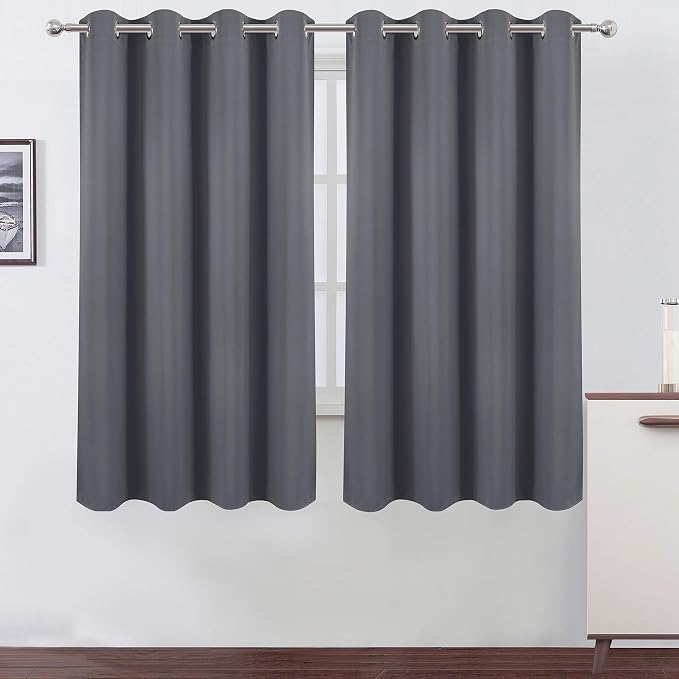 Grey Blackout Curtains 52 x 63 Inch/Gray Curtains Set of 2 Panels/Room by Lemomo