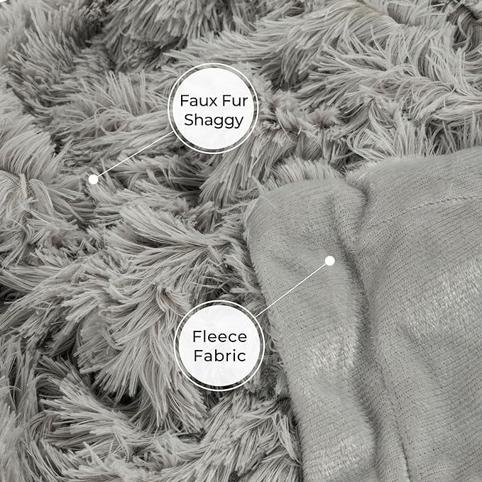 Tuddrom Decorative Extra Soft Faux Fur Blanket Twin Size 70" x 78",Solid Reversible Fuzzy Fluffy Cozy Plush Fleece Comfy Microfiber Blanket for Couch Sofa Bed,Quiet Grey