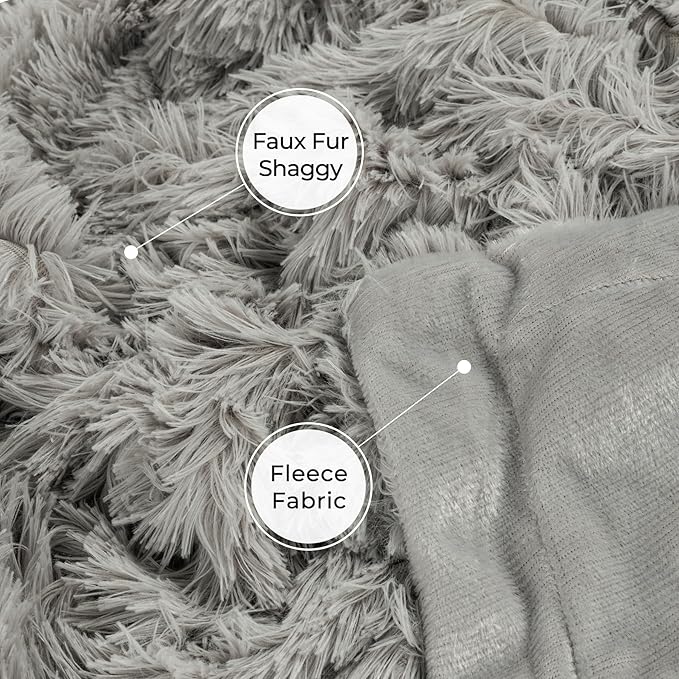 Tuddrom Decorative Extra Soft Faux Fur Blanket Queen Size 80"x90",Solid Reversible Fuzzy Fluffy Plush Fleece Comfy Microfiber Fur Blanket for Couch Sofa Bed,Quiet Grey