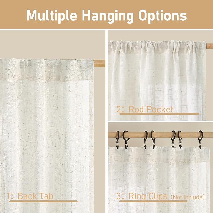 Light Filtering Linen Curtains 54 inches Long - Image 3