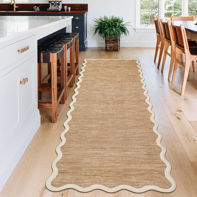 GarveeHome Scalloped Washable Runner Rug 2'6'' x 10' Non Slip Kitchen Rugs | - Image 3