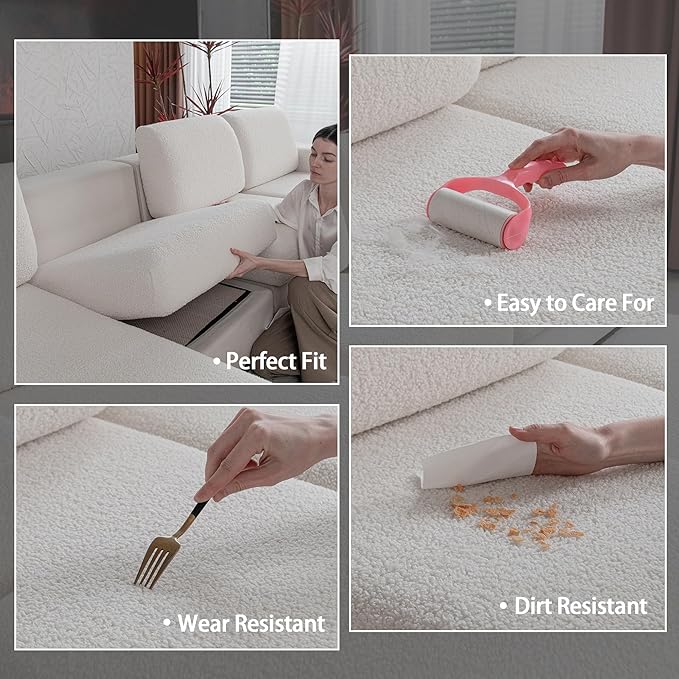 OHSIO Couch Cushion Covers for Sectional Sofa, Stretch Soft Sofa Slipcovers - Image 3