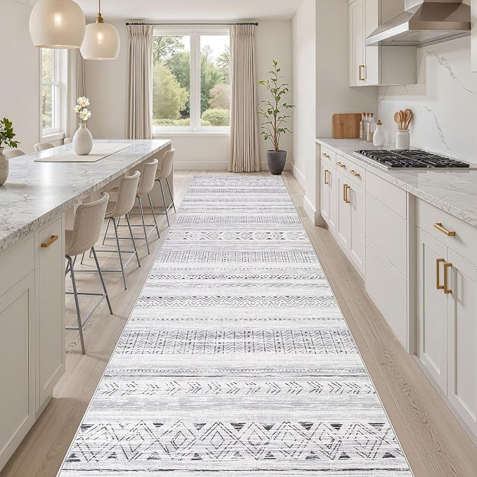 cotiled Hallway 3x10 Runner Rugs Washable Boho Rug Dark Grey | Solve Modern - Image 8