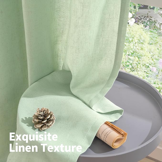 YoungsTex 80 Inch Length Sage Linen Curtains - Image 9