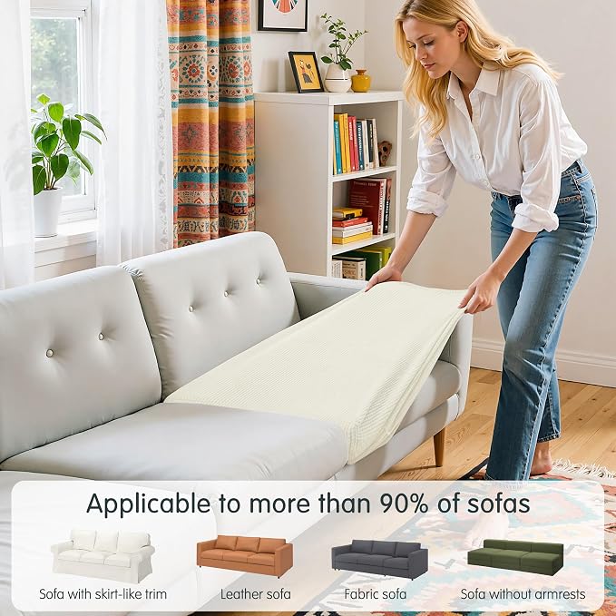 Hokway Stretch Couch Cushion Covers, 3 Piece Individual Sofa Cushion - Image 4