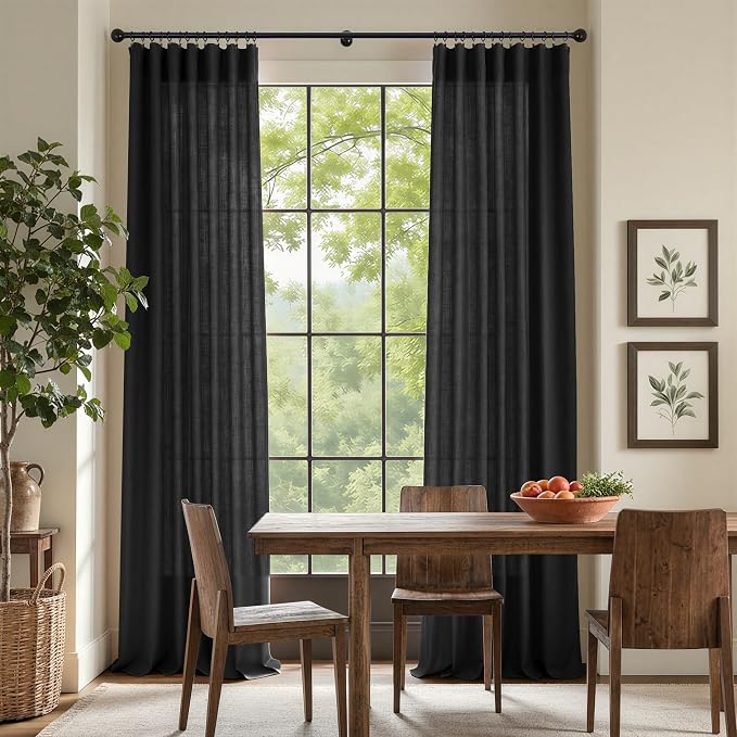 Pitalk 102 Inch Long Curtains Black - Image 2