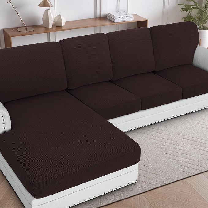 H.VERSAILTEX Sectional Couch Covers 1 Piece Chaise Slipcover L Shape Separate by HVERSAILTEX