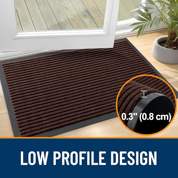 OLANLY 2-Pack Front Door Mats 47x32, Waterproof Heavy-Duty Doormats | Brown - Image 4